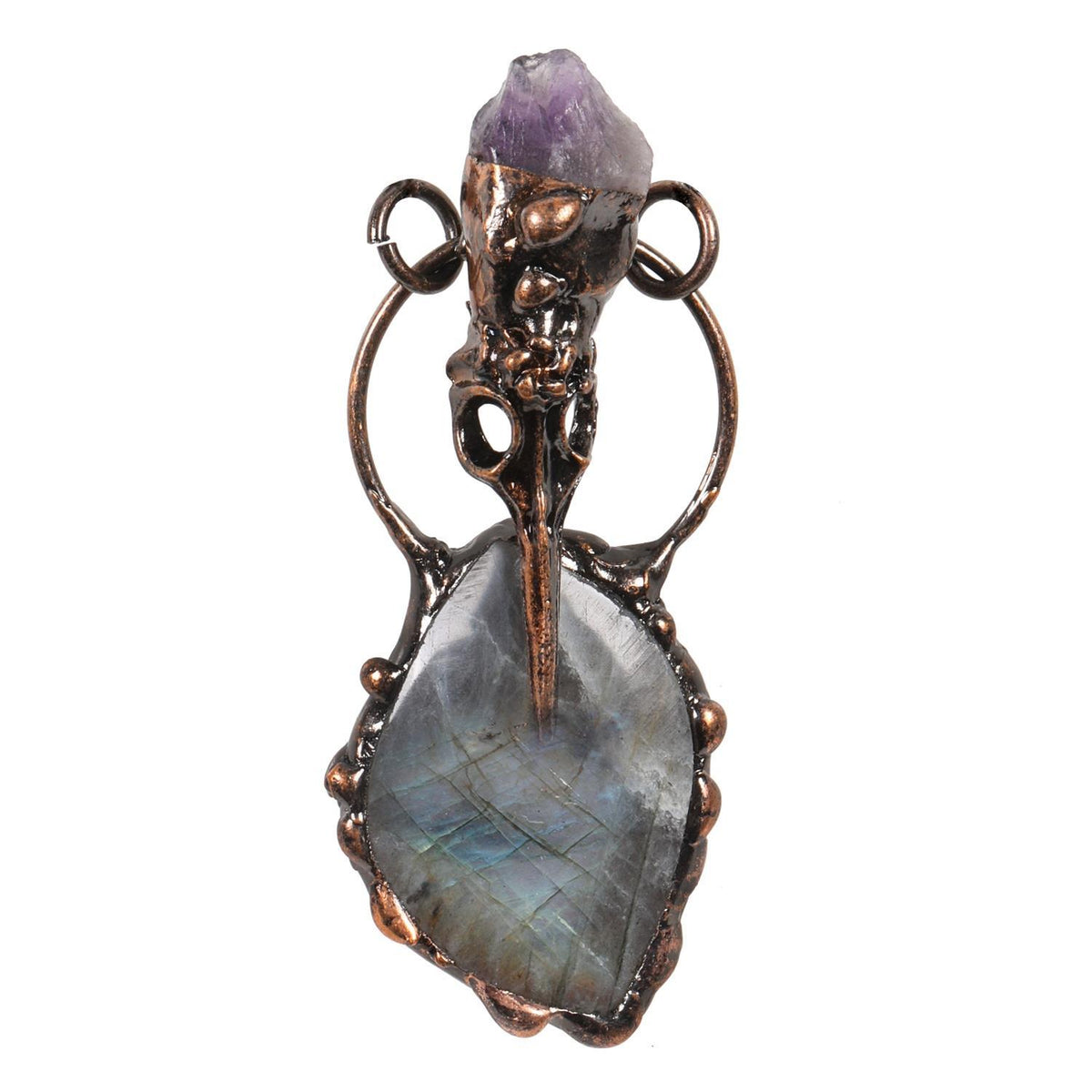 ZOMIRAGE Raven Oracle Labradorite Talisman Pendant detail view