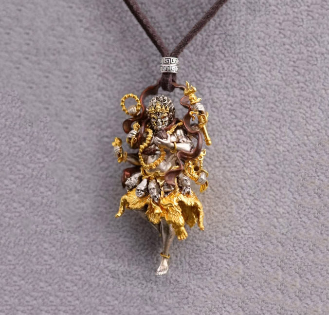 ZoMirage Dorje Drollo Wrathful Guardian Sterling Silver Necklace detail view