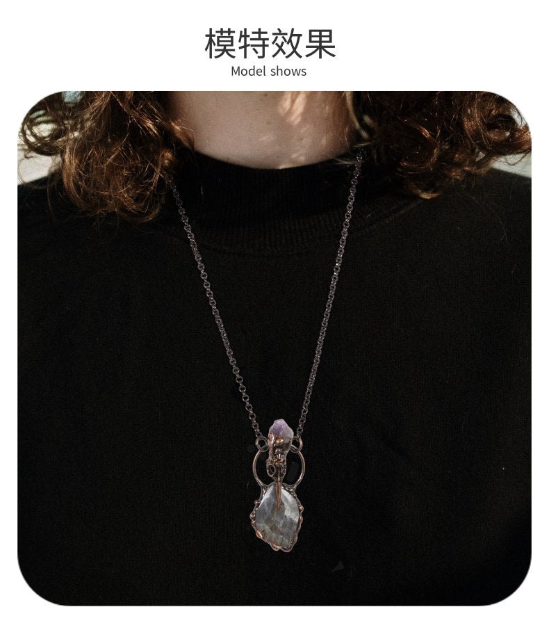 ZOMIRAGE Raven Oracle Labradorite Talisman Pendant alternate view
