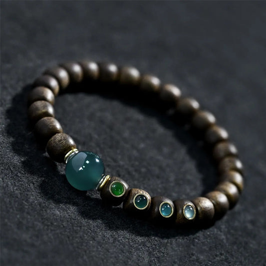 ZOMIRAGE Chinese Heritage Agarwood & Jade Talisman Bracelet product image