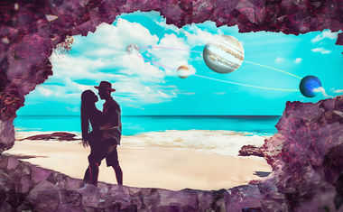Symbolic seaside illustration about connection and personal space